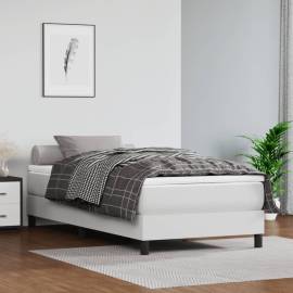 Saltea de pat cu arcuri, alb, 100x200x20 cm, piele ecologică
