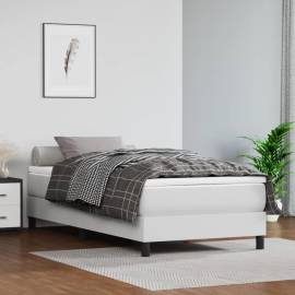 Saltea de pat cu arcuri, alb, 80x200x20 cm, piele ecologică