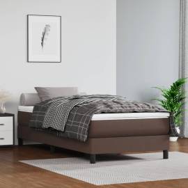 Saltea de pat cu arcuri, maro, 90x200x20 cm, piele ecologică