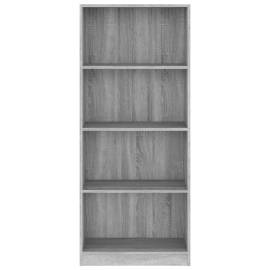 Bibliotecă cu 4 niveluri gri sonoma 60x24x142 cm lemn compozit, 4 image