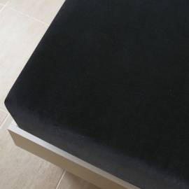 Cearșaf de pat cu elastic, 2 buc., negru, 100x200 cm, bumbac, 4 image