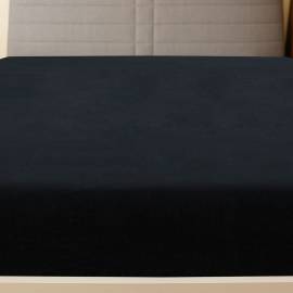 Cearșaf de pat cu elastic, 2 buc., negru, 160x200 cm, bumbac, 3 image