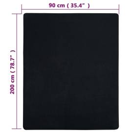 Cearșaf de pat cu elastic, 2 buc., negru, 90x200 cm, bumbac, 5 image