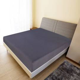 Cearșaf de pat cu elastic, antracit, 140x200 cm, bumbac