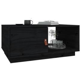 Măsuță de cafea, negru, 80x50x35 cm, lemn masiv de pin, 4 image