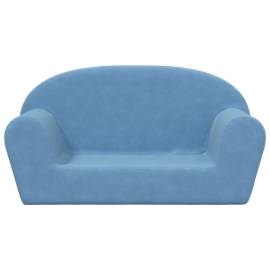 Canapea pentru copii cu 2 locuri, albastru, pluș moale, 3 image