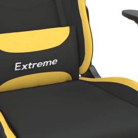 Scaun de gaming pivotant cu taburet negru/galben deschis textil, 9 image