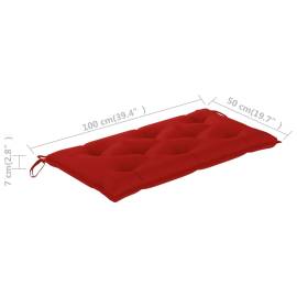 Pernă pentru bancă de grădină, roșu, 100x50x7 cm, textil, 5 image