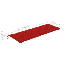 Pernă pentru bancă de grădină, roșu, 150x50x7 cm, textil, 5 image