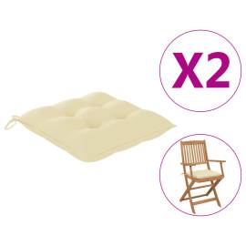 Perne de scaun, 2 buc., alb crem, 40 x 40 x 7 cm, textil