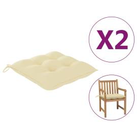 Perne de scaun, 2 buc., alb crem, 50x50x7 cm, material textil