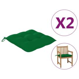 Perne de scaun, 2 buc, verde, 50 x 50 x 7 cm, textil