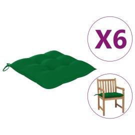 Perne de scaun, 6 buc., verde, 50 x 50 x 7 cm, textil
