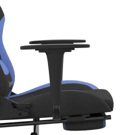 Scaun de gaming pivotant cu taburet, negru și albastru, textil, 10 image
