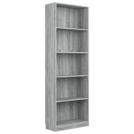 Bibliotecă cu 5 niveluri gri sonoma 60x24x175 cm lemn compozit, 2 image
