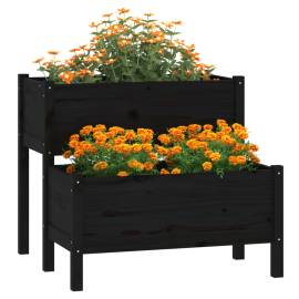 Jardinieră, negru, 84,5x84x75 cm, lemn masiv de pin, 3 image