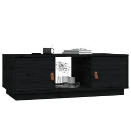 Măsuță de cafea, negru, 100x50x35 cm, lemn masiv de pin, 4 image