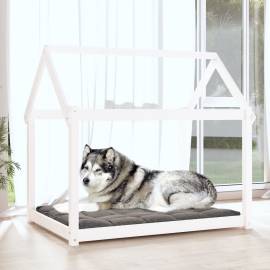 Pat pentru câini, alb, 111x80x100 cm, lemn masiv de pin, 3 image