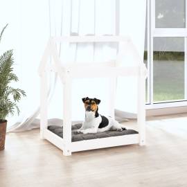 Pat pentru câini, alb, 61x50x70 cm, lemn masiv de pin, 3 image