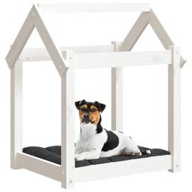 Pat pentru câini, alb, 61x50x70 cm, lemn masiv de pin, 4 image