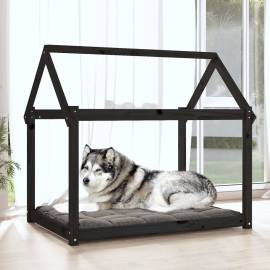 Pat pentru câini, negru, 111x80x100 cm, lemn masiv de pin, 3 image