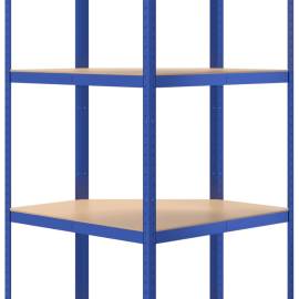 Raft de colț cu 4 niveluri, albastru, oțel și lemn compozit, 7 image