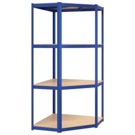 Raft de colț cu 4 niveluri, albastru, oțel și lemn compozit, 2 image