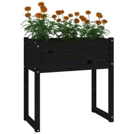 Jardinieră, negru, 78x40x81 cm, lemn masiv de pin, 4 image