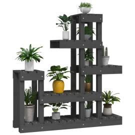 Suport pentru plante, gri, 92x25x97 cm, lemn masiv de pin, 4 image