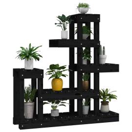 Suport pentru plante, negru,92x25x97 cm, lemn masiv de pin, 4 image