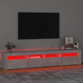 Comodă tv cu lumini led, gri beton, 210x35x40 cm, 5 image