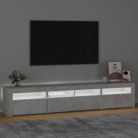 Comodă tv cu lumini led, gri beton, 210x35x40 cm, 3 image