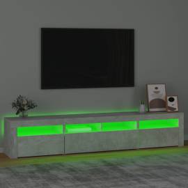 Comodă tv cu lumini led, gri beton, 210x35x40 cm, 4 image