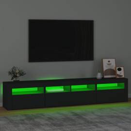 Dulap tv cu lumini led, negru, 210x35x40 cm, 4 image