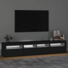 Dulap tv cu lumini led, negru, 210x35x40 cm, 3 image