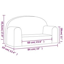 Canapea pentru copii cu 2 locuri, antracit, pluș moale, 7 image