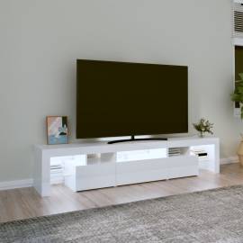 Comodă tv cu lumini led, alb extralucios, 200x36,5x40 cm, 3 image