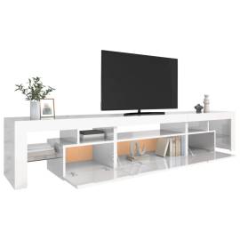 Comodă tv cu lumini led, alb extralucios, 215x36,5x40cm, 6 image