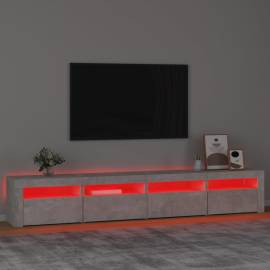 Comodă tv cu lumini led, gri beton, 240x35x40 cm, 5 image