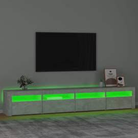 Comodă tv cu lumini led, gri beton, 240x35x40 cm, 4 image
