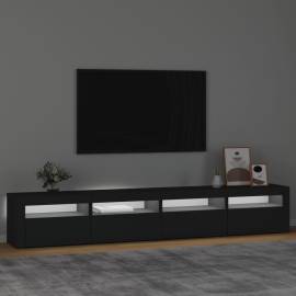 Comodă tv cu lumini led, negru, 240x35x40cm, 3 image