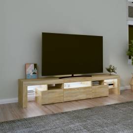 Comodă tv cu lumini led, stejar sonoma, 200x36,5x40 cm, 3 image