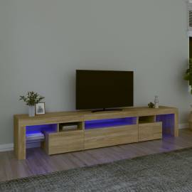 Comodă tv cu lumini led, stejar sonoma, 215x36,5x40cm