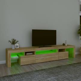 Comodă tv cu lumini led, stejar sonoma, 215x36,5x40cm, 4 image