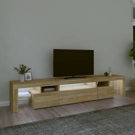 Comodă tv cu lumini led, stejar sonoma, 215x36,5x40cm, 3 image