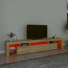 Comodă tv cu lumini led, stejar sonoma, 215x36,5x40cm, 5 image