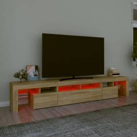 Comodă tv cu lumini led, stejar sonoma, 230x36,5x40 cm, 5 image