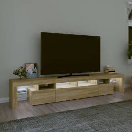 Comodă tv cu lumini led, stejar sonoma, 230x36,5x40 cm, 3 image
