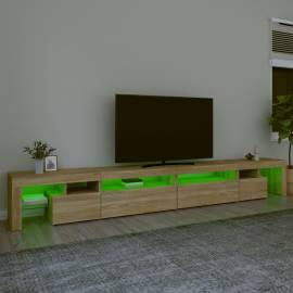 Comodă tv cu lumini led, stejar sonoma, 290x36,5x40 cm, 4 image