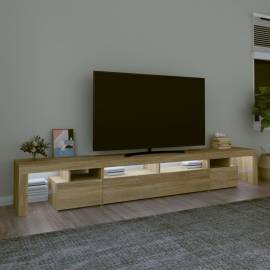 Comodă tv cu lumini led, stejar sonoma,260x36,5x40cm, 3 image